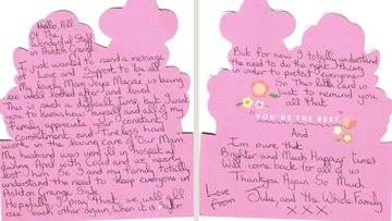Beautiful card from Relative brightens mood at Sunderland care home